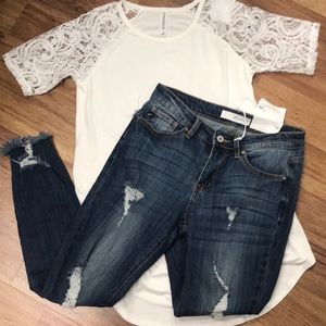 Distressed KanCan jeans raw hem ankle